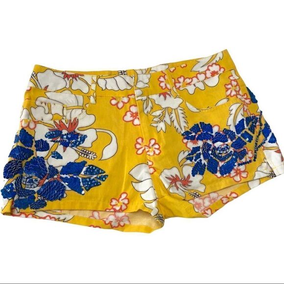 REVOLVE P.A.R.O.S.H. Farfetch Floral Blue Sequin Shorts 31 - Picture 1 of 11